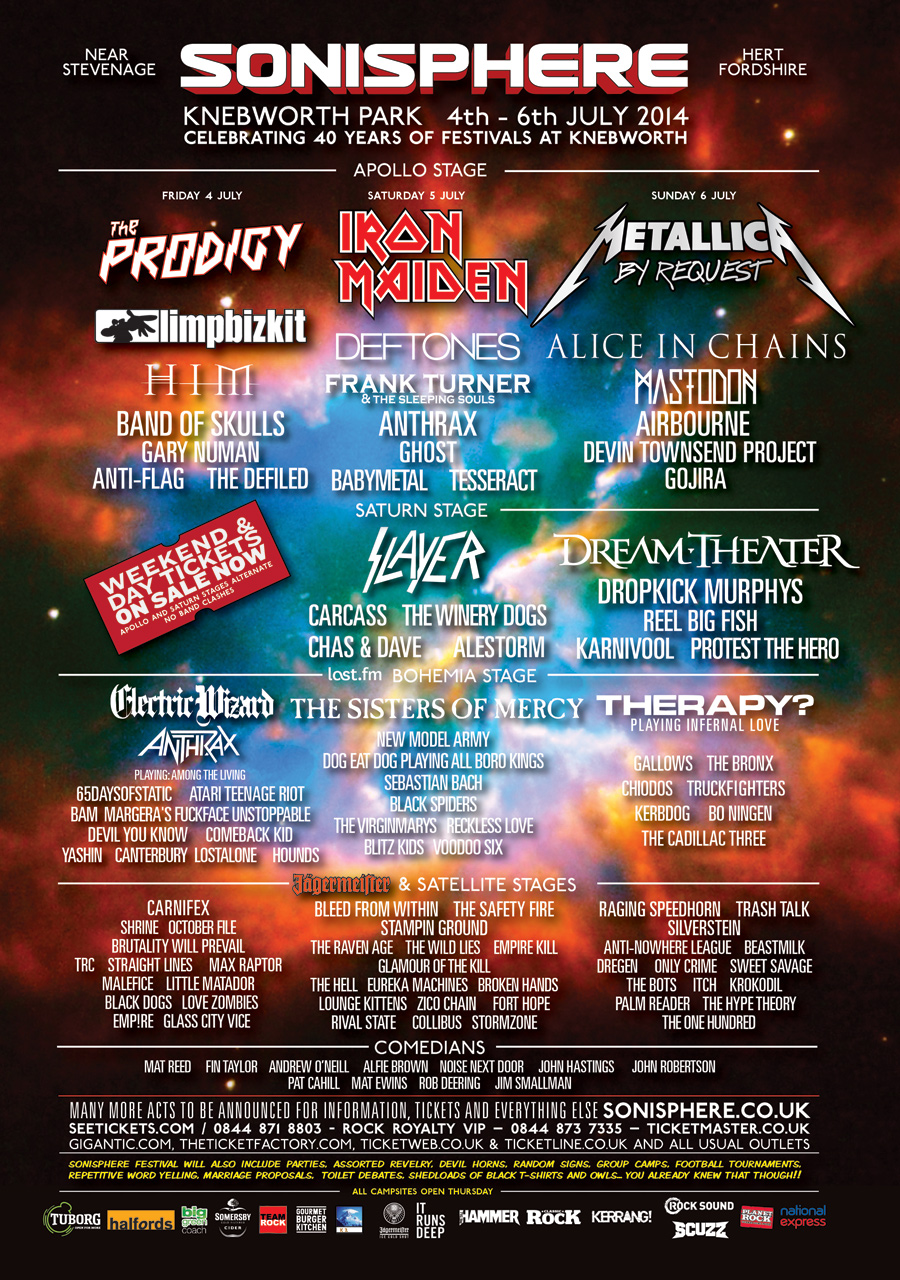 Sonisphere Preview: Prodigy, Maiden, Metallica, Chas n Dave and WWI Dog Fights