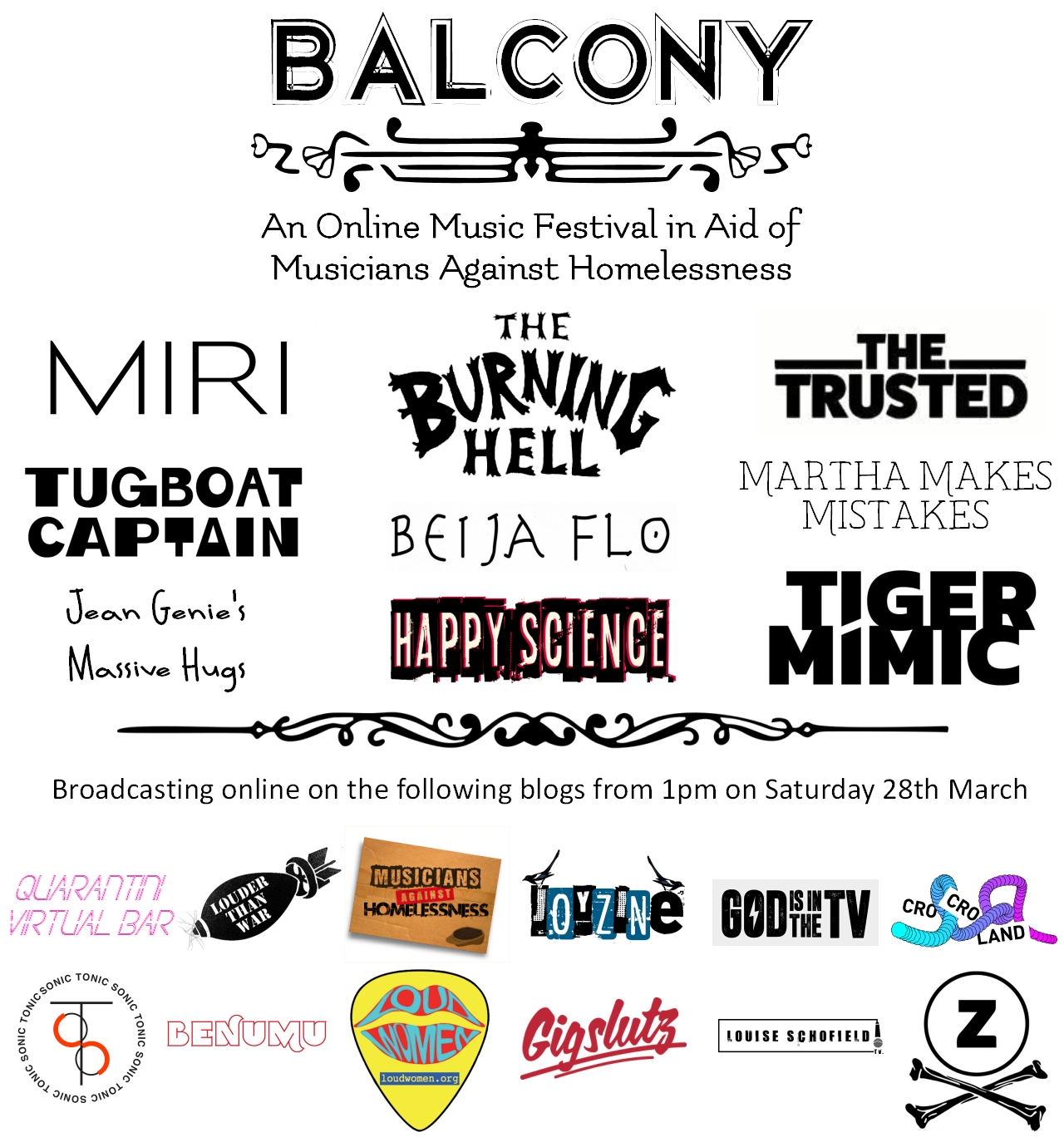 NEWS: Balcony Online Festival live streams today in aid of Musicians Against Homelessness 2