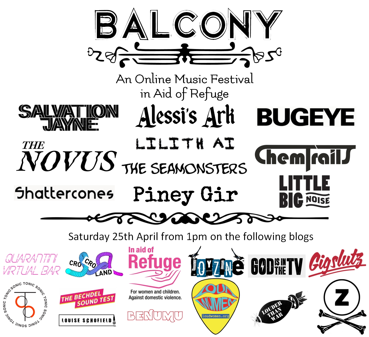 STREAM: BALCONY ONLINE FESTIVAL #3 – Today from 1pm in Aid of Refuge!