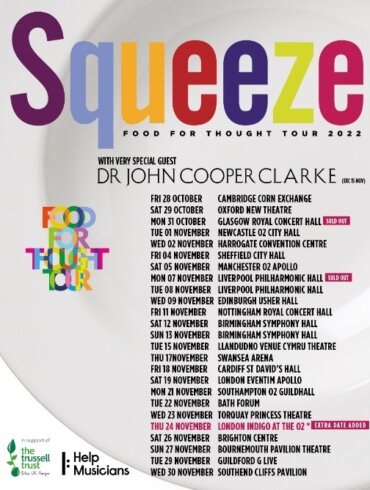 LIVE: Squeeze / John Cooper Clarke - Usher Hall, Edinburgh, 09/11/2022 2