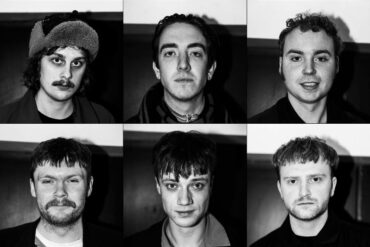 Black and white head shots of the band members of Hotel Lux